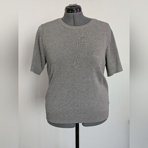 H&M Gray Short Sleeve Knit Top Size L Classic Minimalist